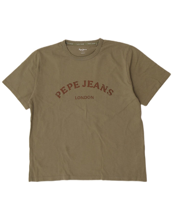 Tricou cu grafică obișnuită pentru bărbați PEPE Jeans Top XL Kaki Bumbac