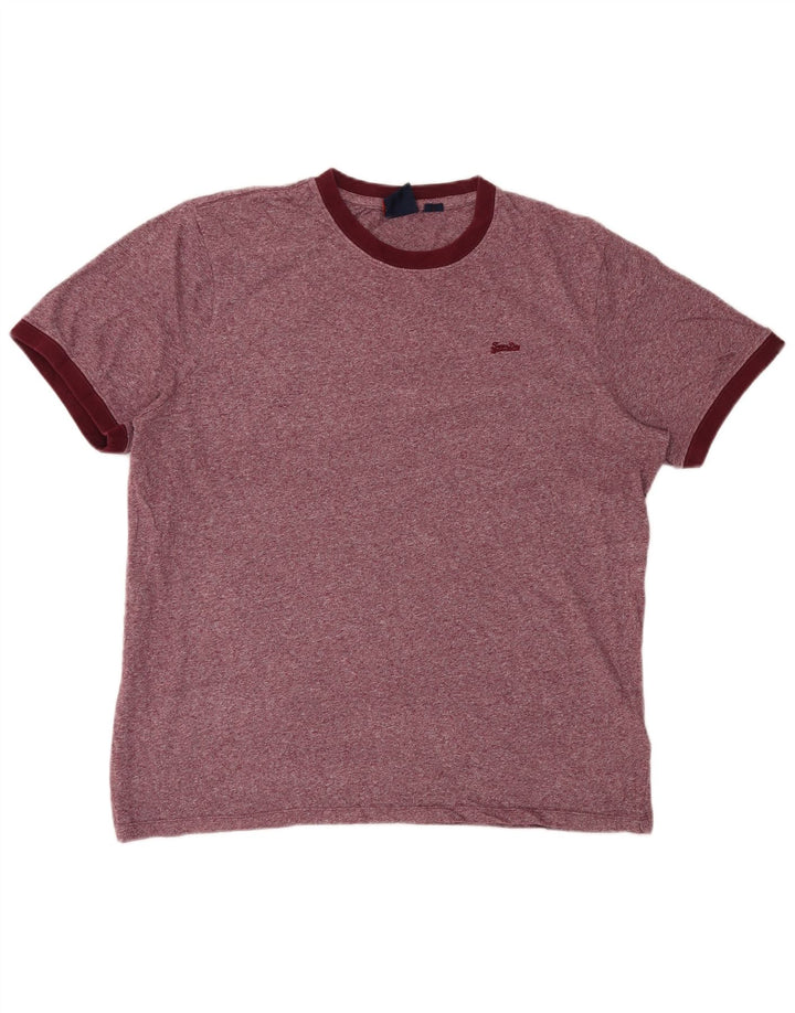 SUPERDRY tricou pentru bărbați Top 2XL burgundy bumbac cu pete