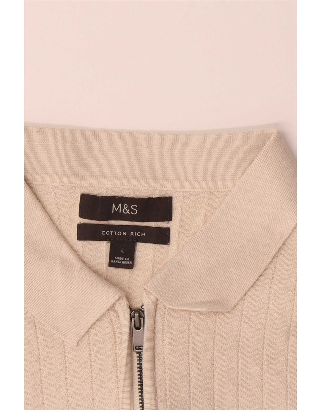 Cămașă polo pentru bărbați Marks & Spencer, bumbac mare, bej, în spinare