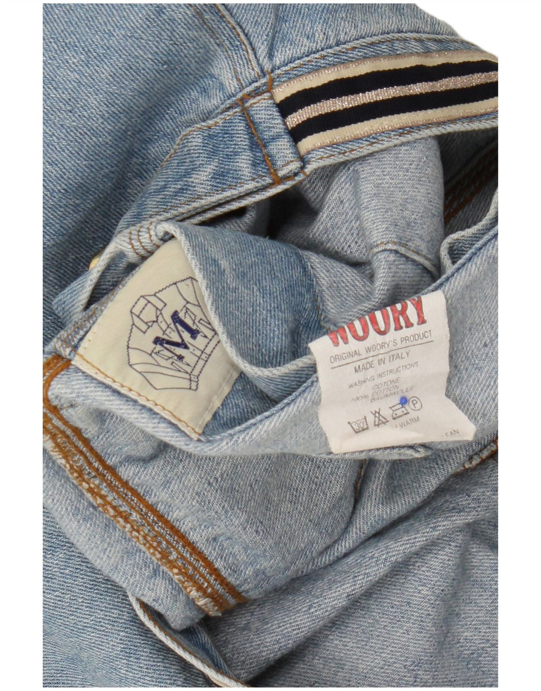 Jachetă de denim cu grafică vintage pentru femei UK 14, bumbac albastru mediu
