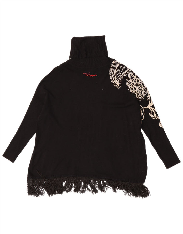 Pulover Desigual pentru femei cu mâneci 3/4 cu gât rulat, negru mediu, UK 14