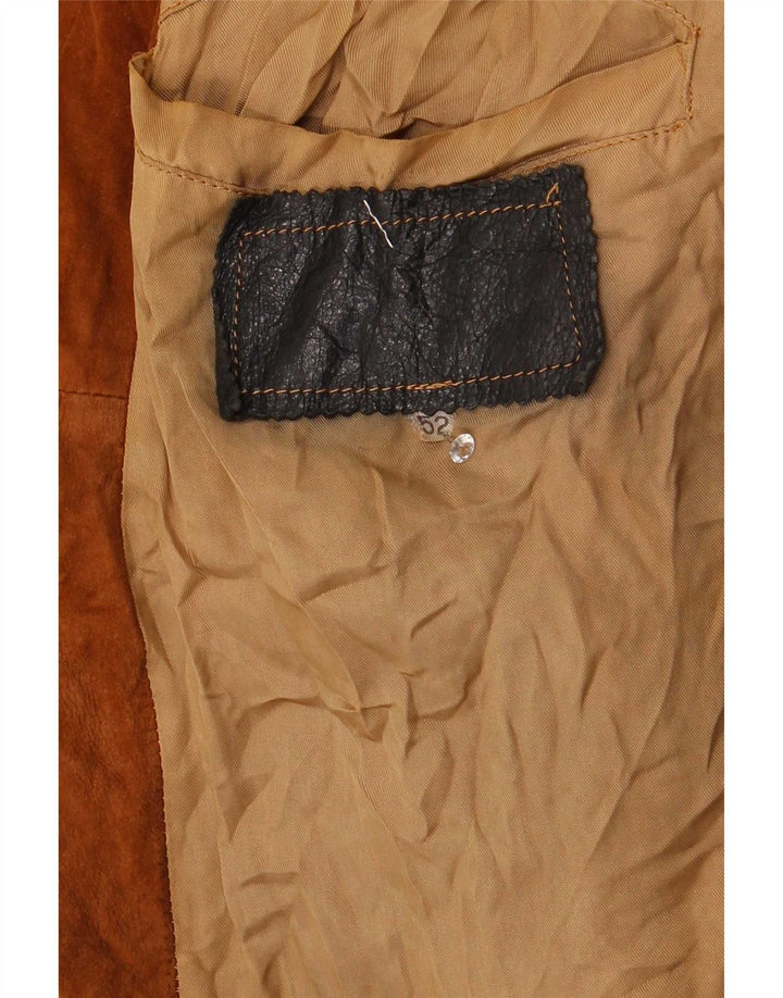 Bomber vintage pentru bărbați din piele intoarsa IT 52 XL maro colorblock