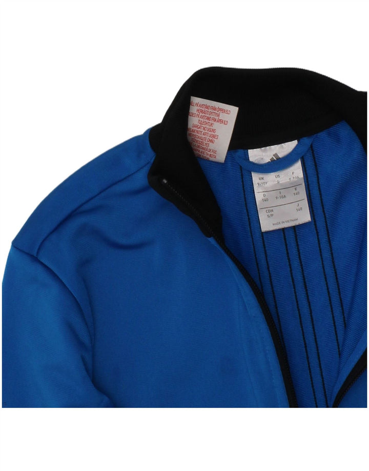 ADIDAS Boys Tracksuit Top Jacket 9-10 Years Black Colourblock Polyester