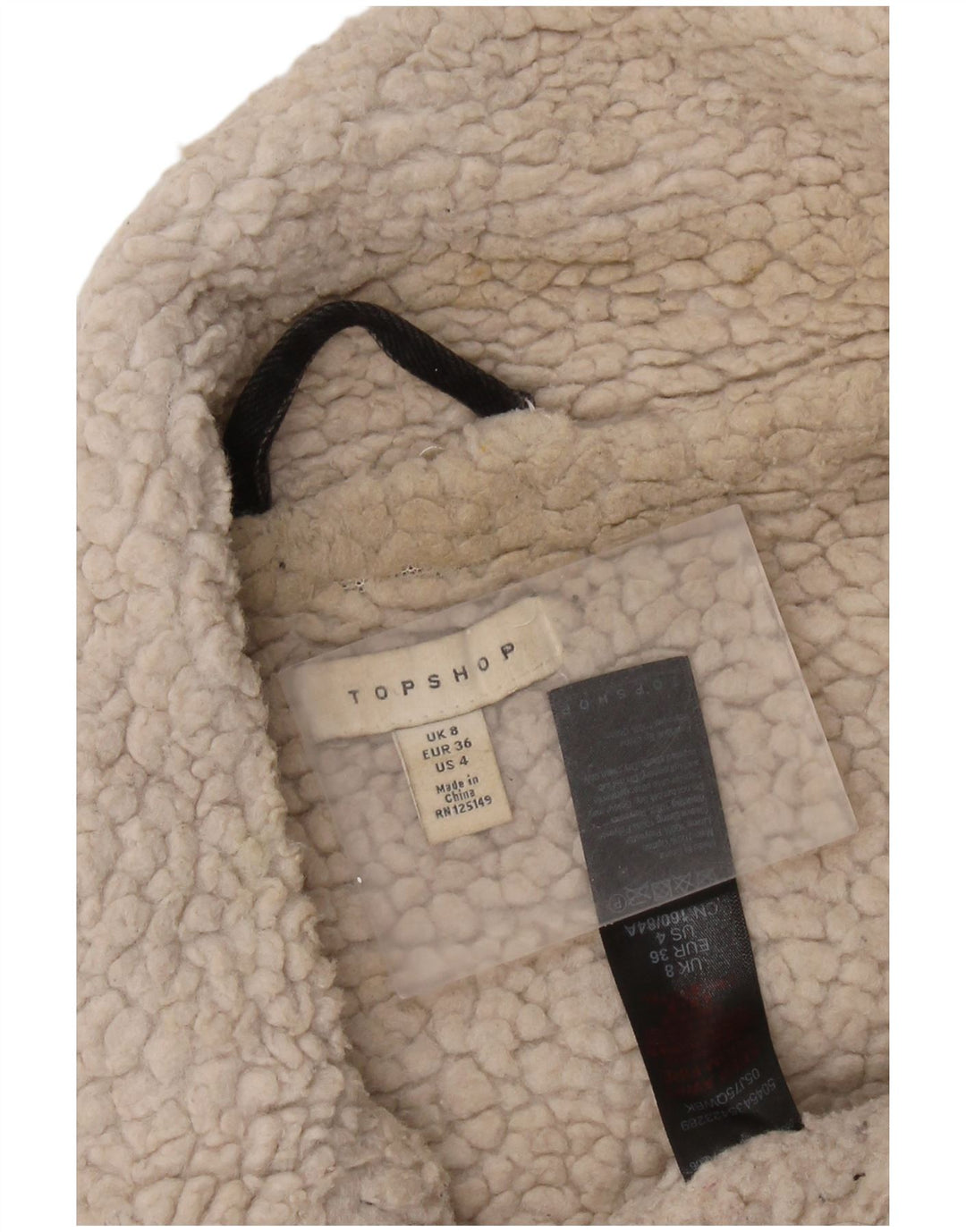 Topshop Jachetă de denim Sherpa supradimensionată pentru femei UK 8 Small Black Classic