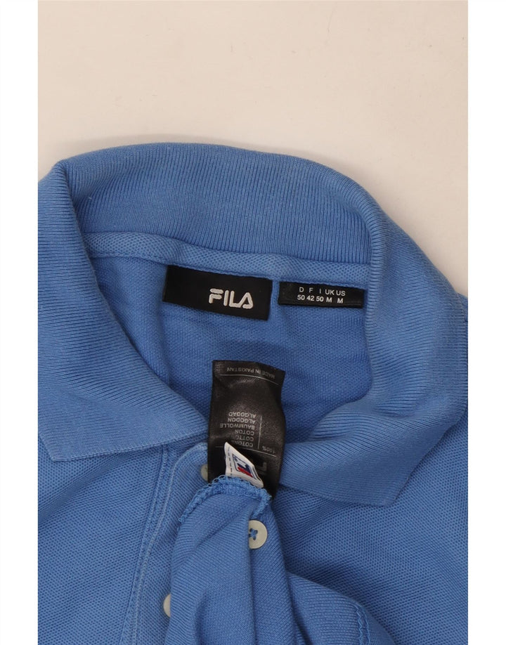 Tricou polo Fila pentru bărbați cu mânecă lungă, bumbac albastru mediu