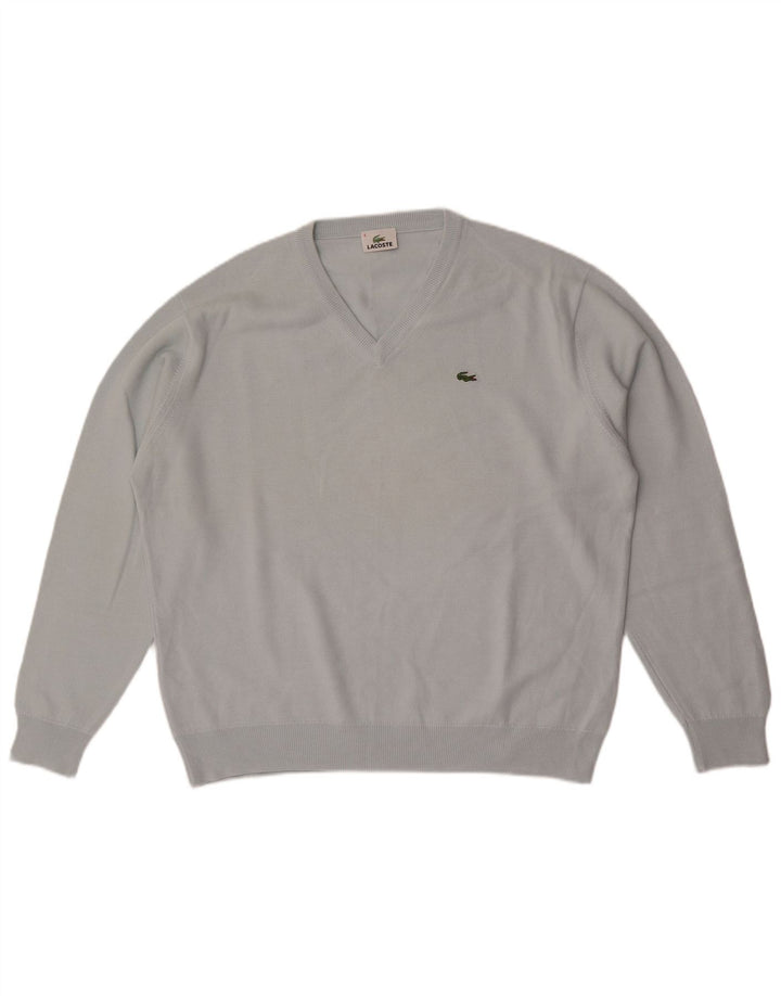 Pulover pentru bărbați Lacoste cu decolteu în V, mărimea 6 XL, lână albastră