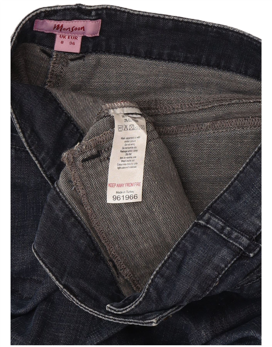 Blugi evazați pentru femei Monsoon UK 8 Small W27 L30 Bumbac bleumarin