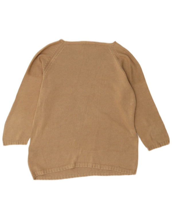 Zara Womens Boat Neck Jumper Sweater UK 14 Medium Beige Cotton