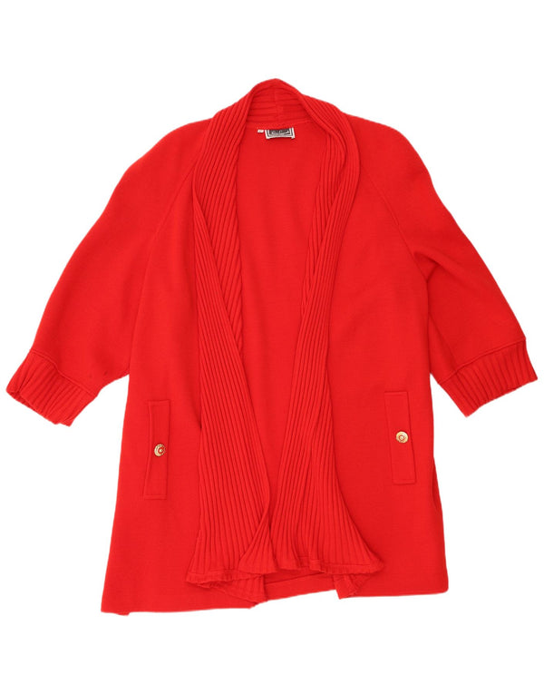 Luisa Spagnoli Pulover cardigan deschis cu paragate pentru femei UK 16 Large Red