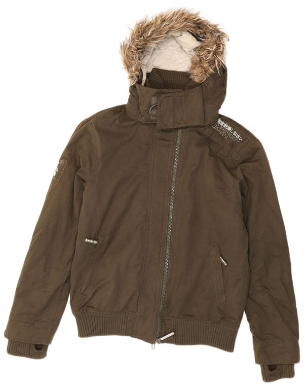 Jachetă bomber cu glugă The Windbomber Graphic pentru bărbați Superdry UK 42 XL kaki