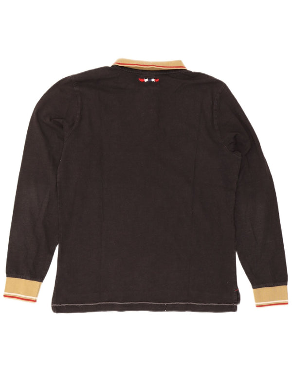 Tricou polo rugby cu mânecă lungă Napapijri pentru bărbați, mare, negru, bloc de culoare