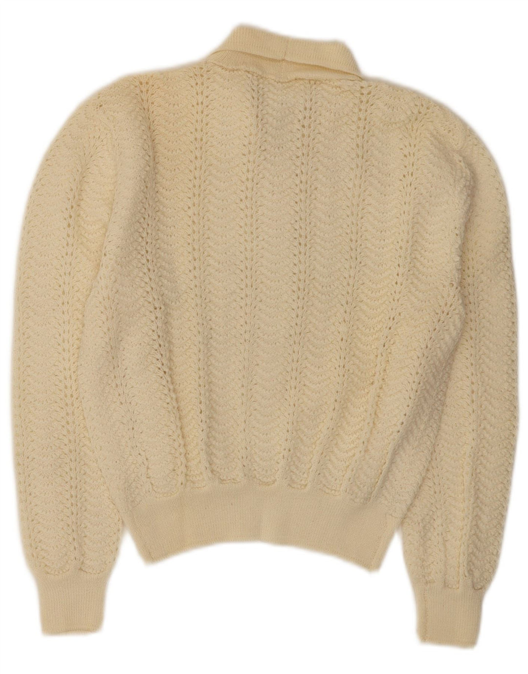 Pulover vintage cardigan crop pentru femei UK 10 Small Off White