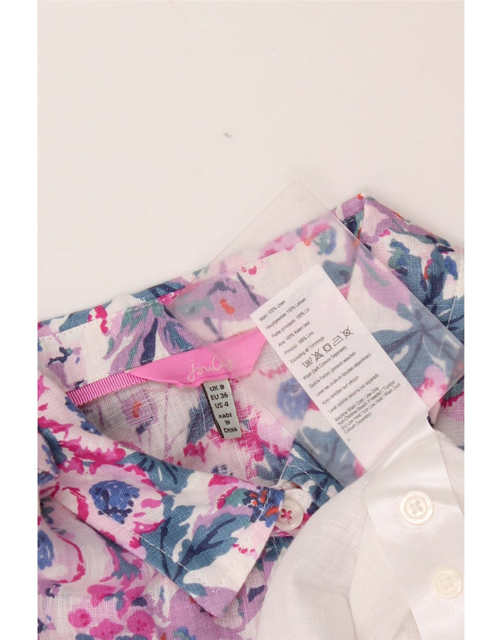 Cămașă supradimensionată pentru femei Joules UK 8 Small White Floral Linen