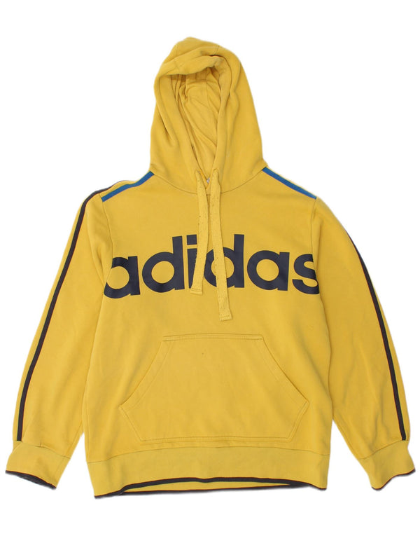 Pulover cu glugă cu grafic pentru bărbați Adidas, bumbac galben mediu