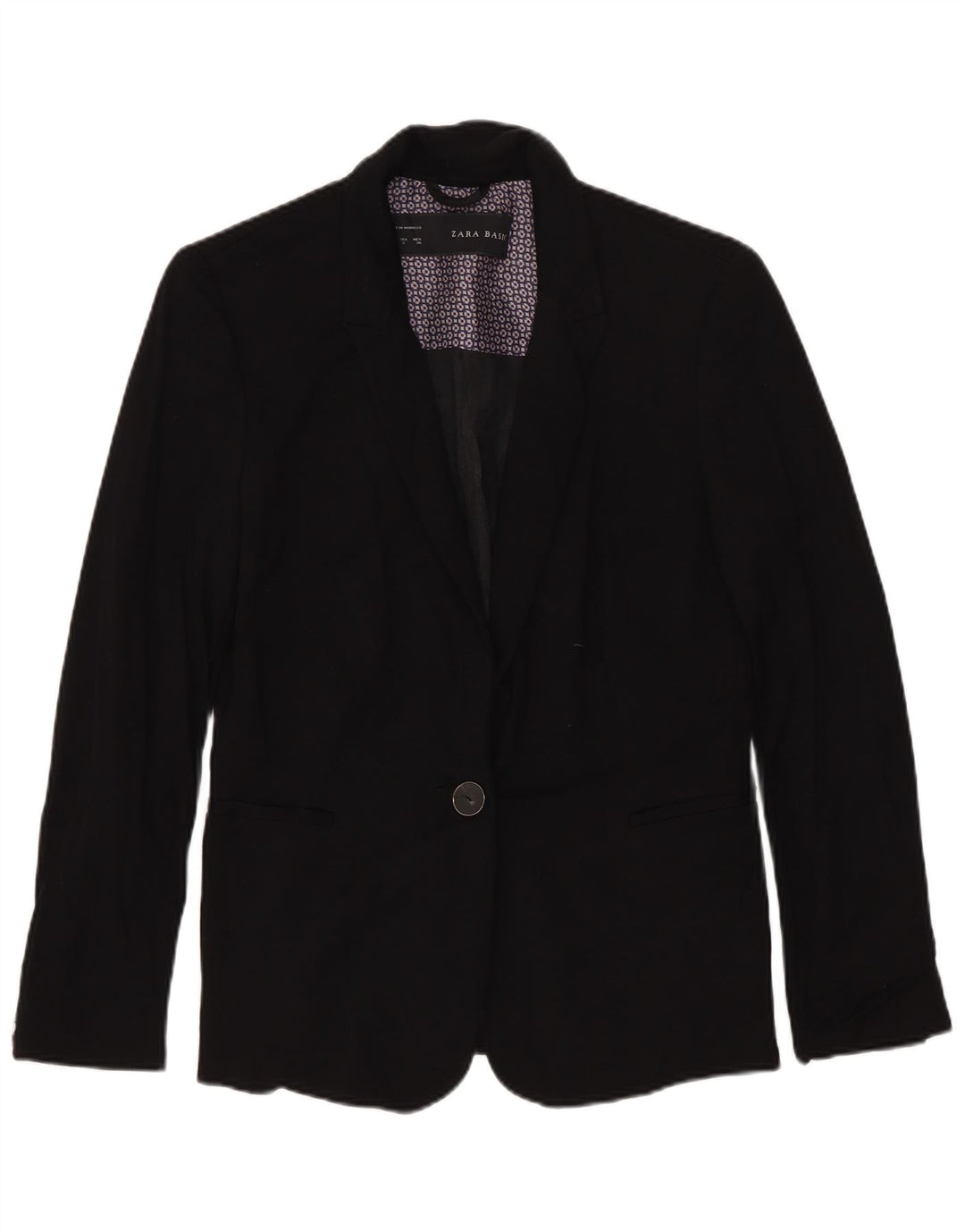 Blazer pentru femei Zara cu 1 nasture, UK 10, mic, negru, viscoză