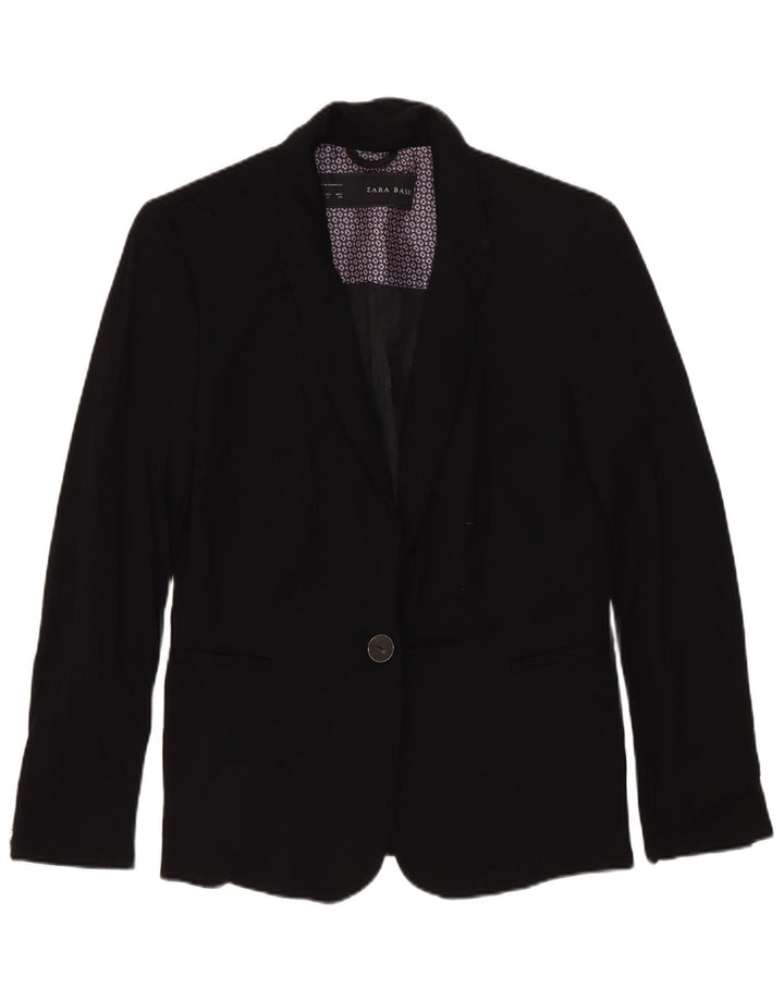 Blazer pentru femei Zara cu 1 nasture, UK 10, mic, negru, viscoză