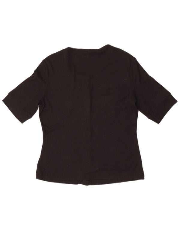 Top cardigan cu mânecă scurtă pentru femei Jigsaw UK 12 Medium Black Modal