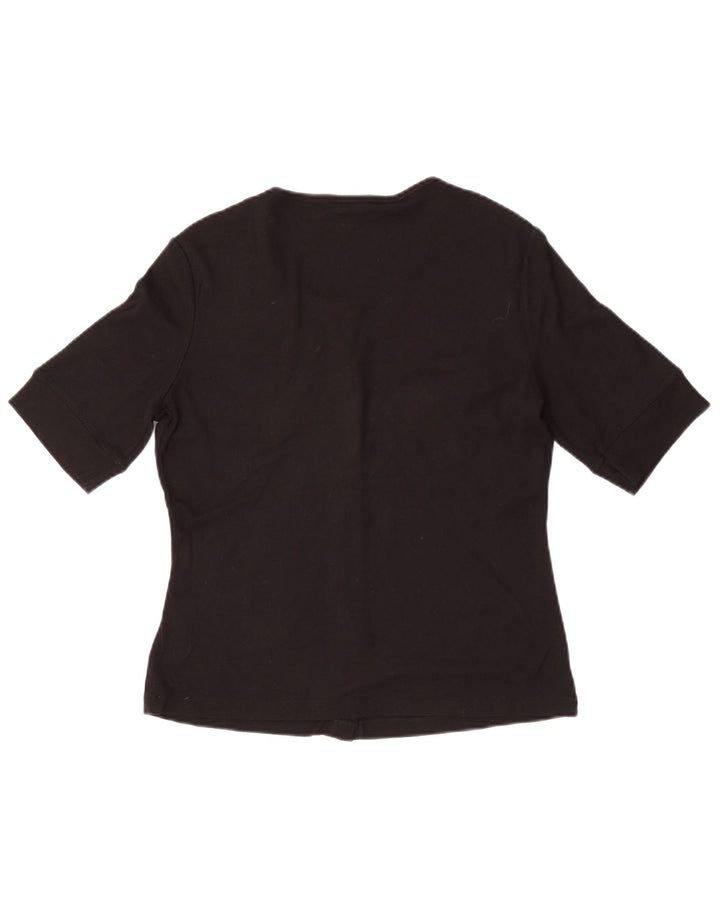 Top cardigan cu mânecă scurtă pentru femei Jigsaw UK 12 Medium Black Modal
