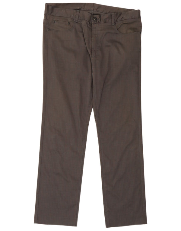 Pantaloni casual drepti pentru bărbați Zara EU 46 XL W36 L30 bumbac cu carouri gri