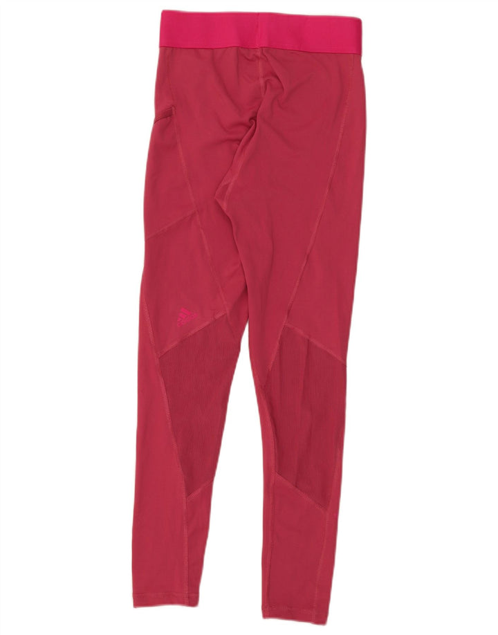 Leggings cu grafic pentru femei Adidas UK 8, poliester roz mic