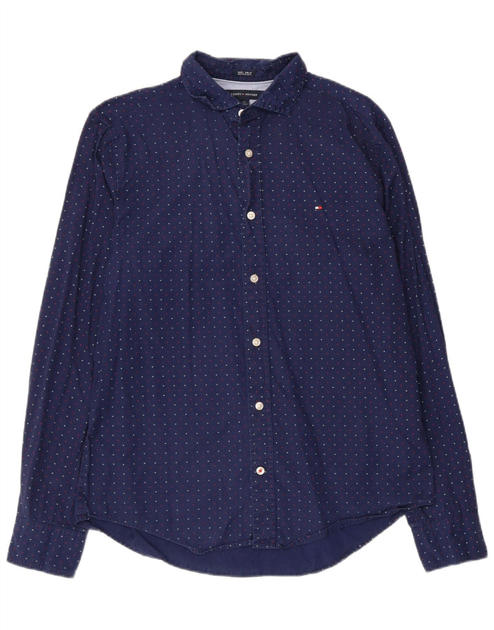 Cămașă grafică pentru bărbați Tommy Hilfiger, bumbac, albastru bleumarin