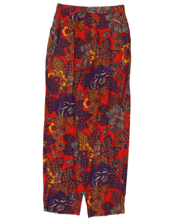 Benetton Pantaloni tăiați cu talie înaltă pentru femei IT 42 Medium W26 L26 Roșu Floral