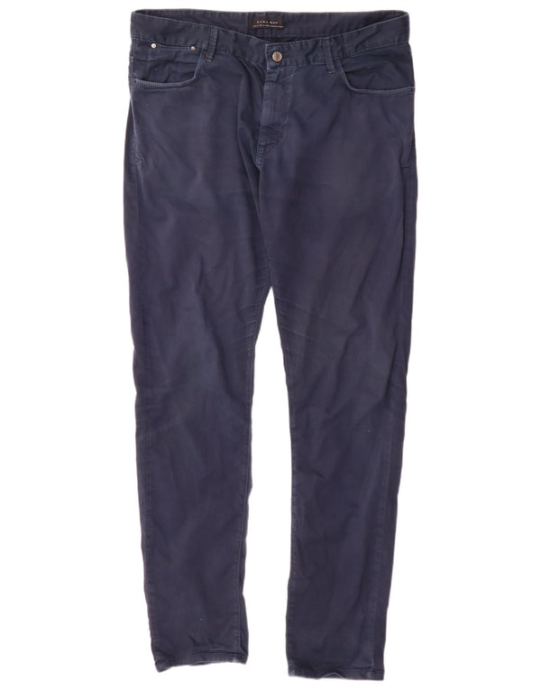 Pantaloni casual slim pentru bărbați Zara EU 46 XL W36 L34 Bumbac bleumarin