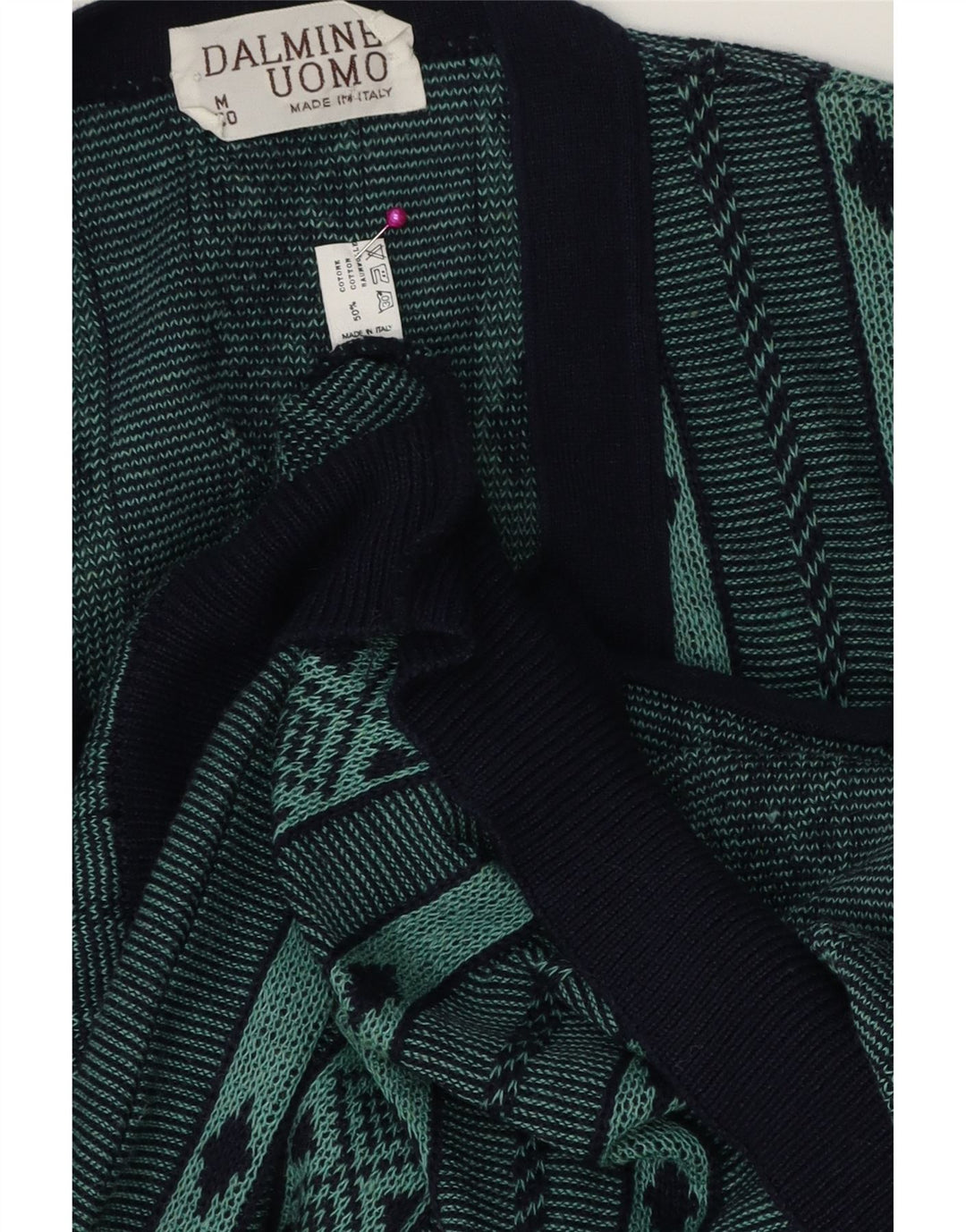 Pulover cardigan pentru bărbați DALMINE, bumbac geometric verde mediu