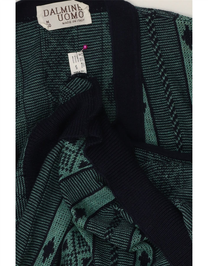 Pulover cardigan pentru bărbați DALMINE, bumbac geometric verde mediu