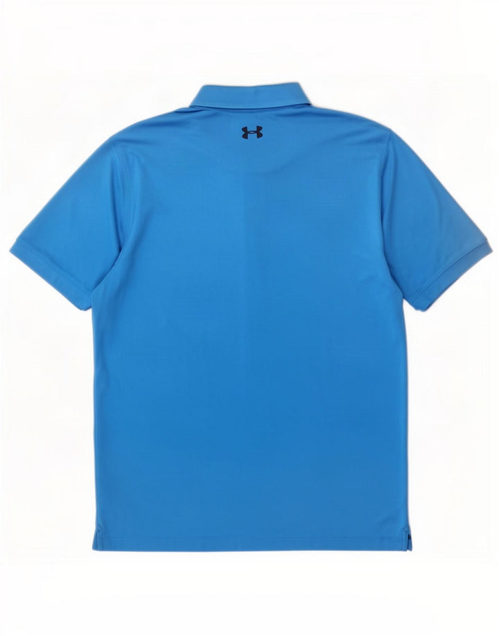 Tricou polo Under Armour Heat Gear pentru bărbați, poliester cu dungi mari, albastre
