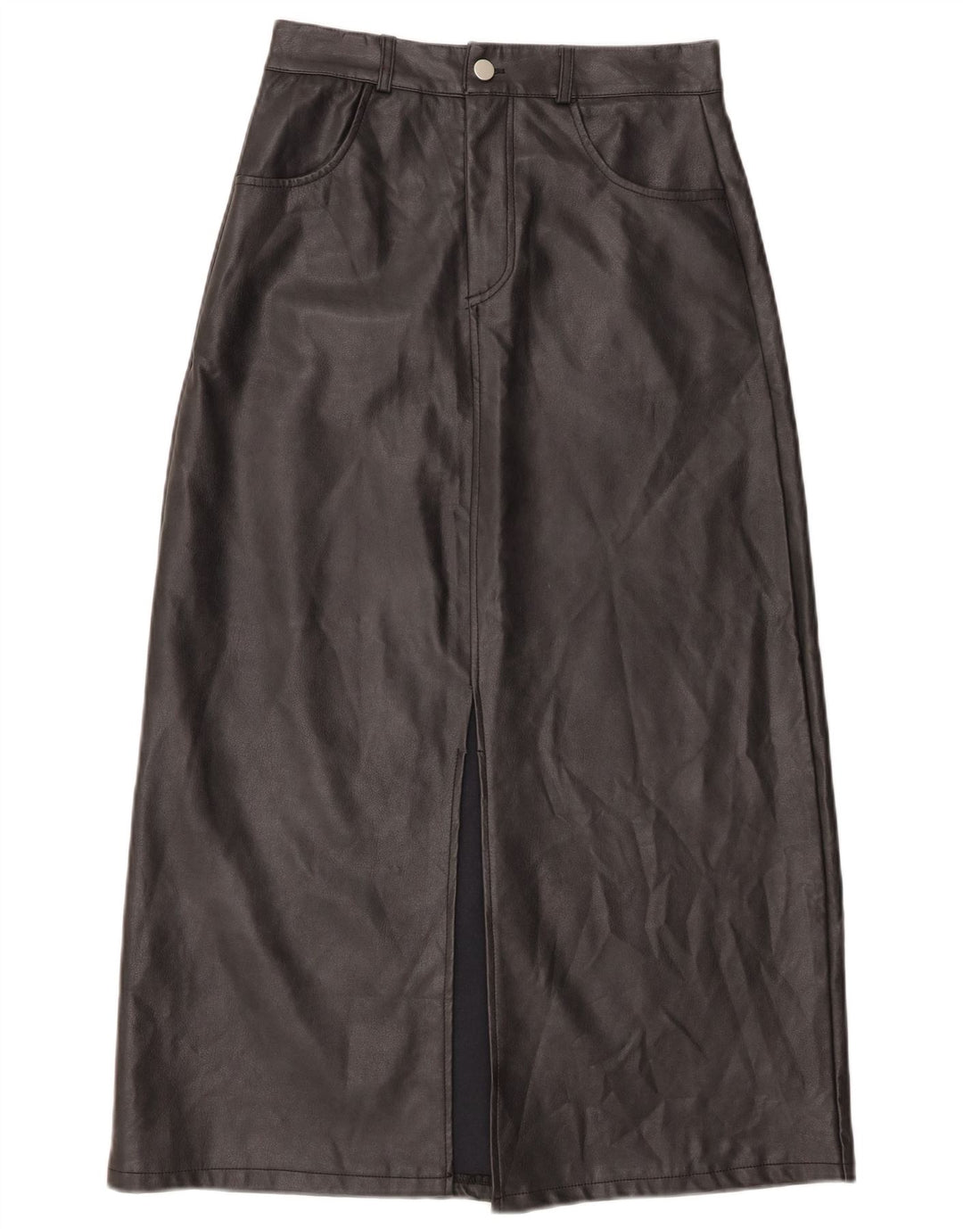 Fusta de damă vintage din blană artificială mică W26 poliuretan negru