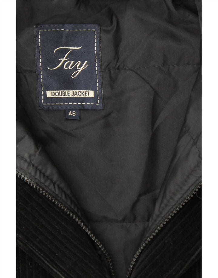 FAY Jachetă pentru femei din velur cu 3 nasturi IT 46 Large Negru