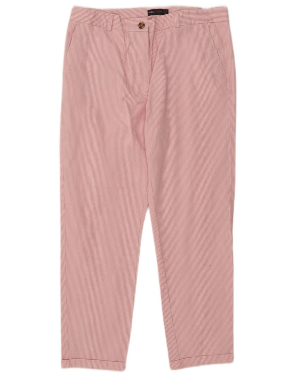 Marks & Spencer Womens High Waist Chino Trousers UK 16 Large W34 L27 Pink