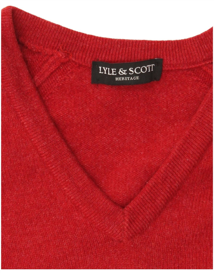 Pulover cu decolteu în V Lyle & Scott pentru bărbați, roșu mare