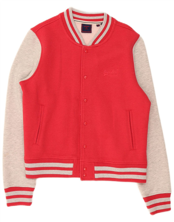 Jachetă de trening Superdry pentru femei UK 14, roșu mediu, bumbac color bloc