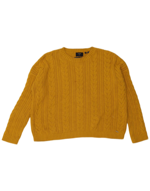 Pulover supradimensionat pentru femei Superdry cu decolteu triplu UK 10 Mic Galben