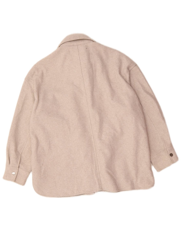 Jachetă Shacket pentru femei Zara UK 14 Medium Bej Poliester
