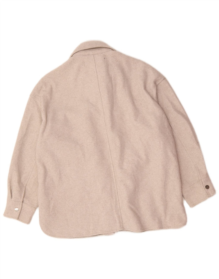 Jachetă Shacket pentru femei Zara UK 14 Medium Bej Poliester