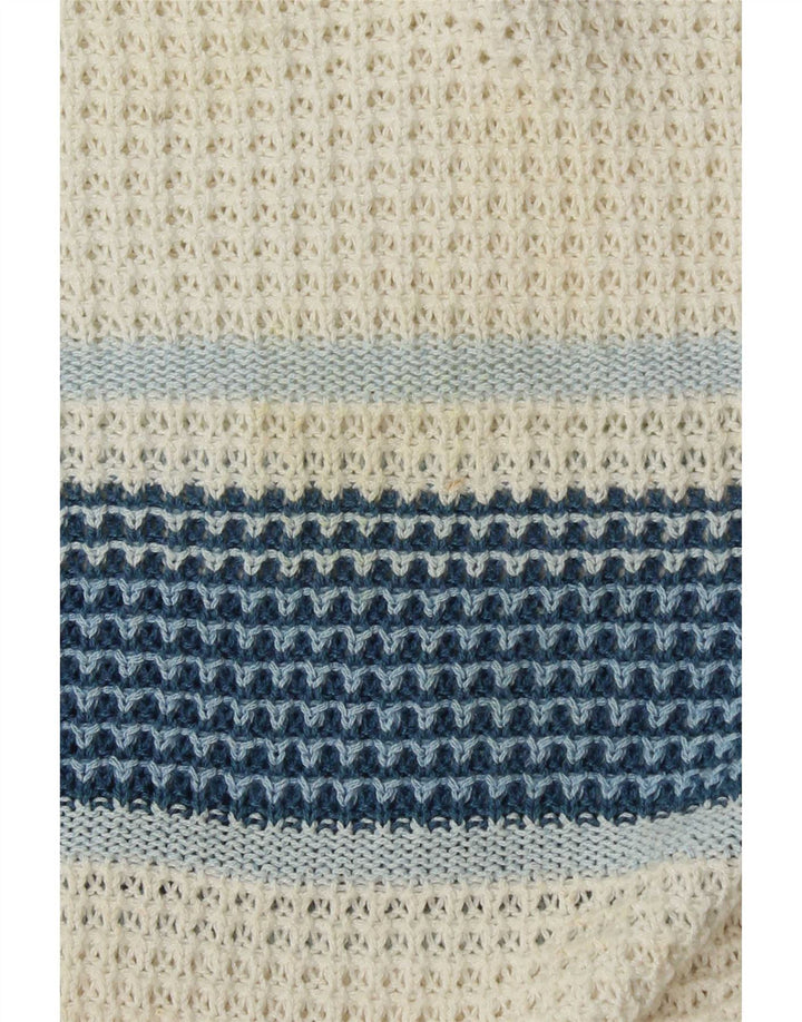 Pulover vintage pentru bărbați cu decolteu în V, mare, alb, bloc de culoare