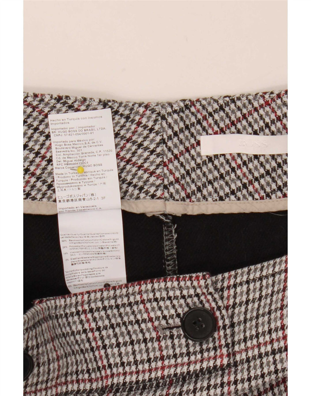 Hugo Boss Pantaloni de costum pentru femei UK 12 Medium L32 L27 Gri Houndstooth