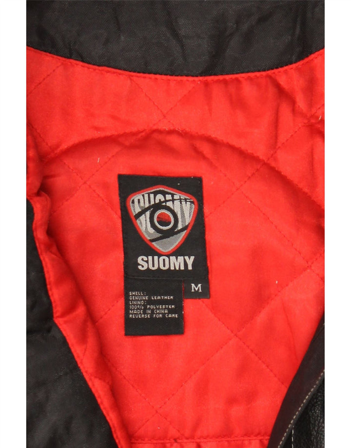Jachetă de piele Suomy Moto Racer pentru femei UK 12, piele medie neagră