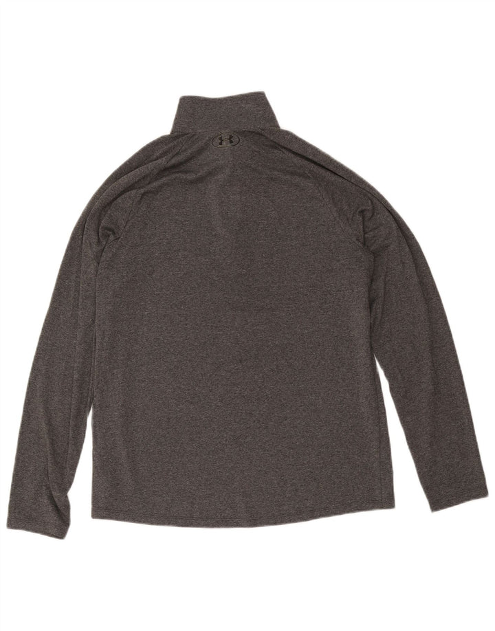 Tricou Under Armour pentru bărbați, cu fermoar și gât, cu mânecă lungă, poliester, gri mediu