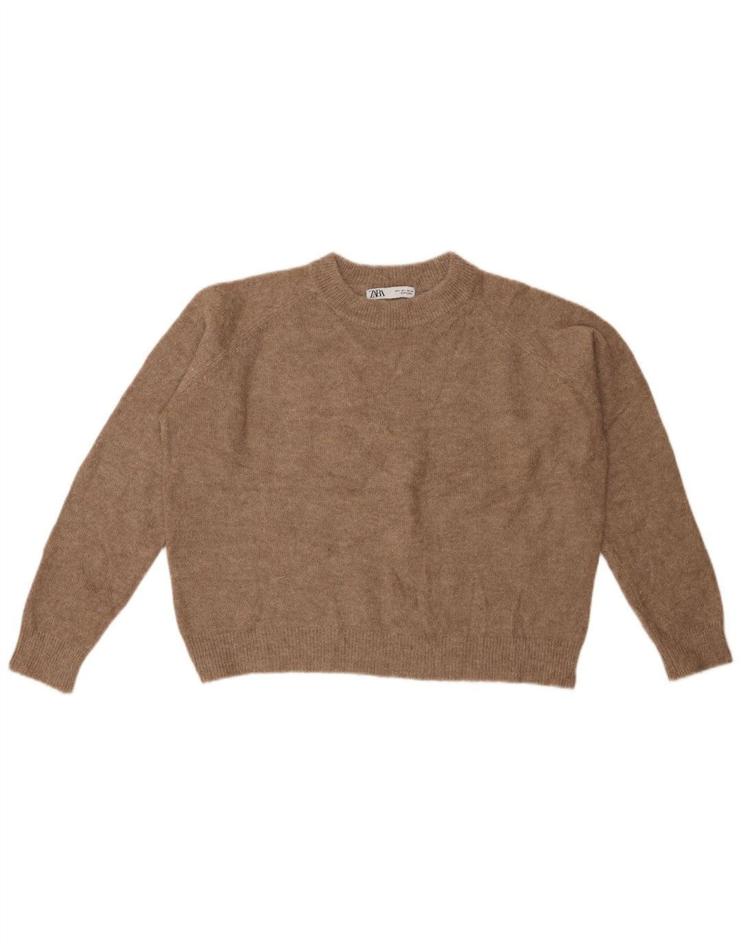 Pulover de damă ZARA Crop Crew Gate UK 16, mare, maro, nailon