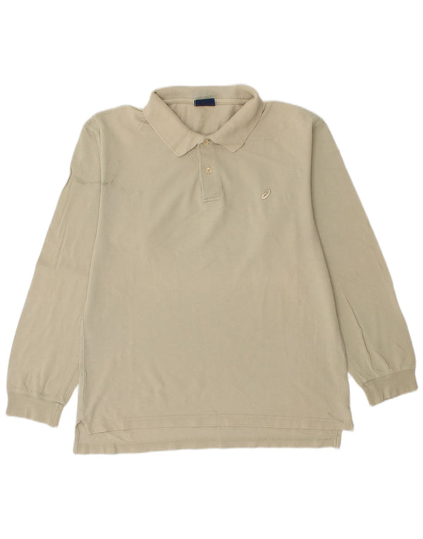 Asics Mens Long Sleeve Polo Shirt Small Beige