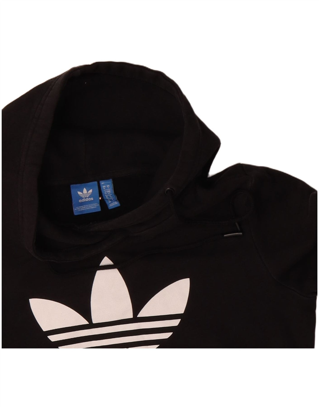 ADIDAS Pulover supradimensionat cu glugă grafic pentru femei UK 10 Poliester negru mic