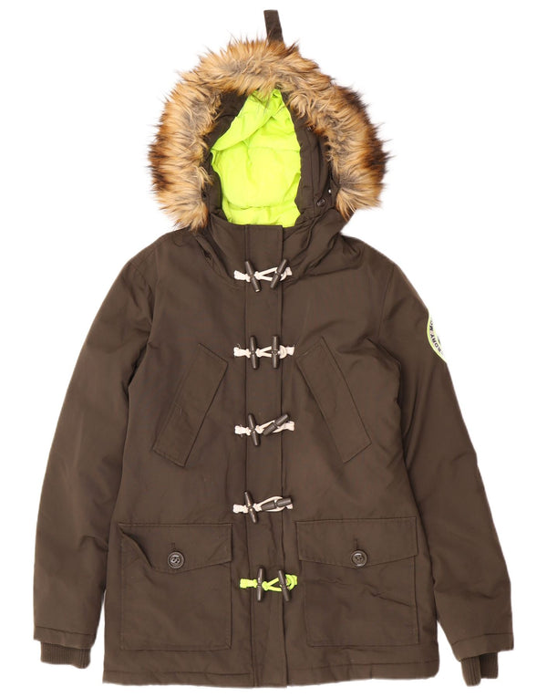Jachetă parka supradimensionată cu glugă Superdry pentru femei UK 10 Small Khaki Nylon