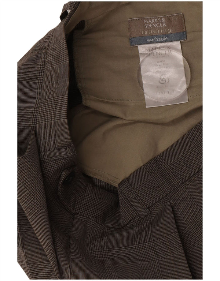 Pantaloni de costum pentru bărbați Marks & Spencer L34 L30 Bej Houndstooth