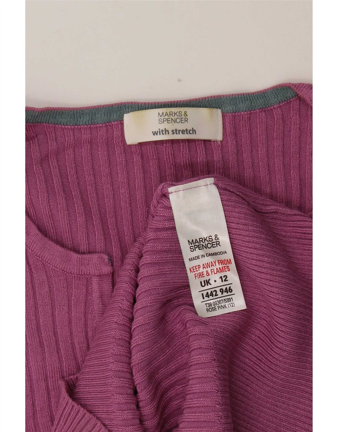 Pulover cu decolteu în V pentru femei Marks & Spencer UK 12, viscoză, roz mediu