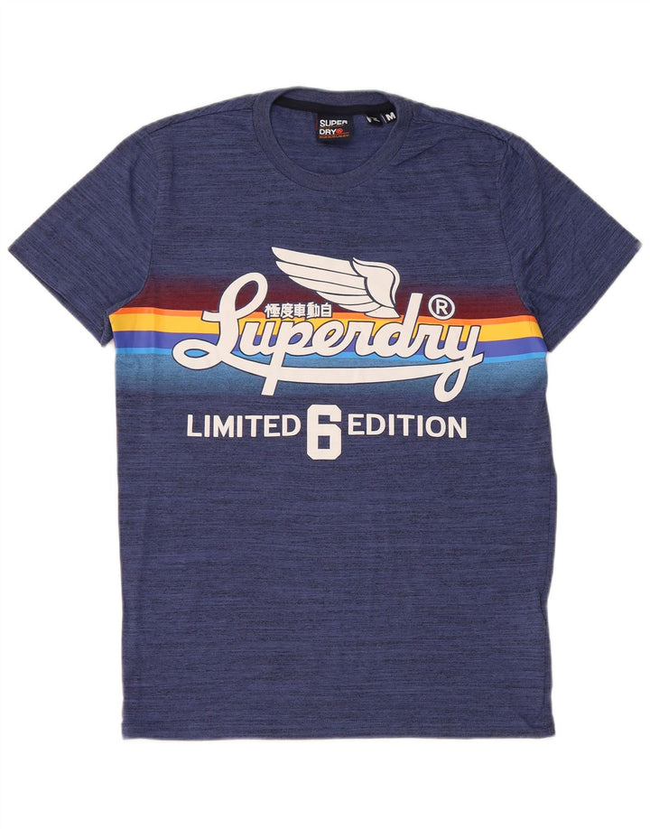 Tricou cu grafică obișnuită Superdry pentru bărbați Top mediu albastru bumbac cu pete