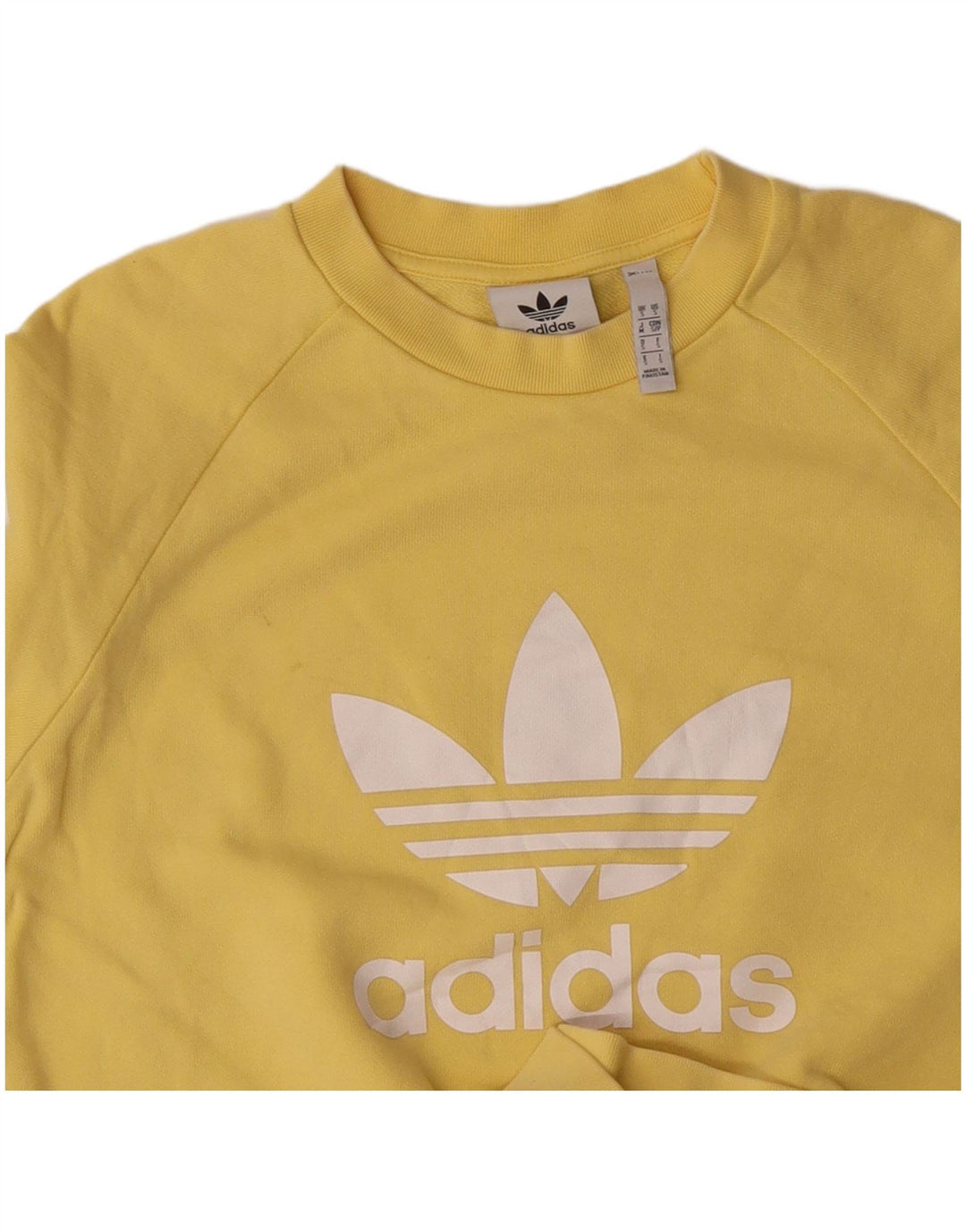 ADIDAS Mens Graphic Sweatshirt Jumper Small Yellow Cotton
